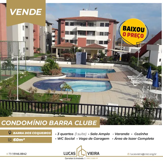 Foto 1 de Apartamento com 3 Quartos à venda, 60m² em Centro, Barra dos Coqueiros