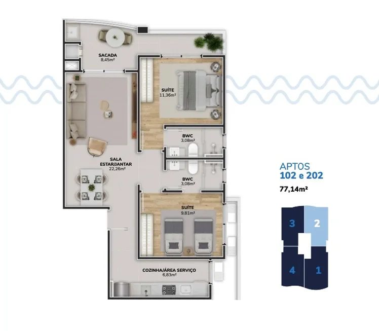 Foto 1 de Apartamento com 2 Quartos à venda, 77m² em Pântano do Sul, Florianópolis