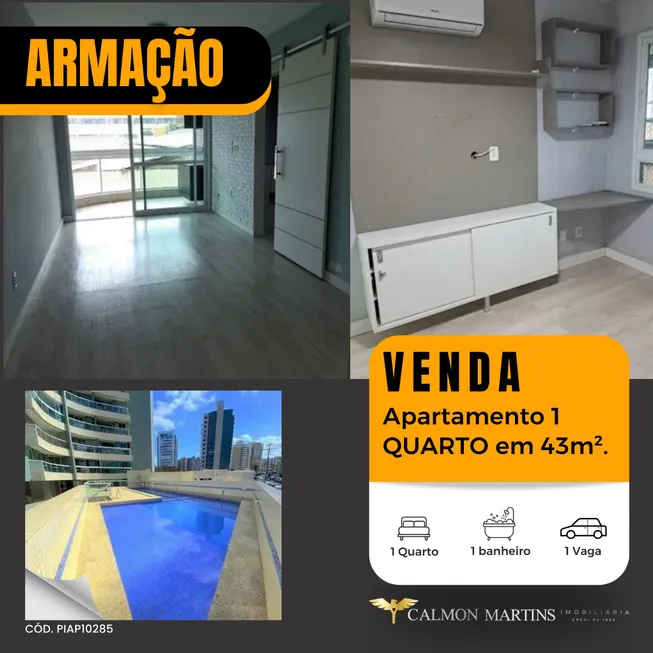 Foto 1 de Apartamento com 1 Quarto à venda, 43m² em Armação, Salvador