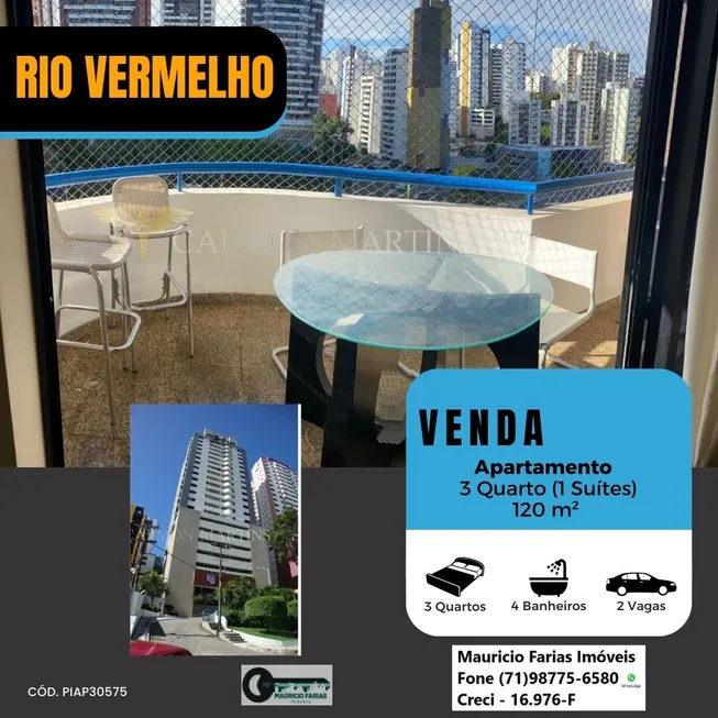 Foto 1 de Apartamento com 3 Quartos à venda, 120m² em Rio Vermelho, Salvador