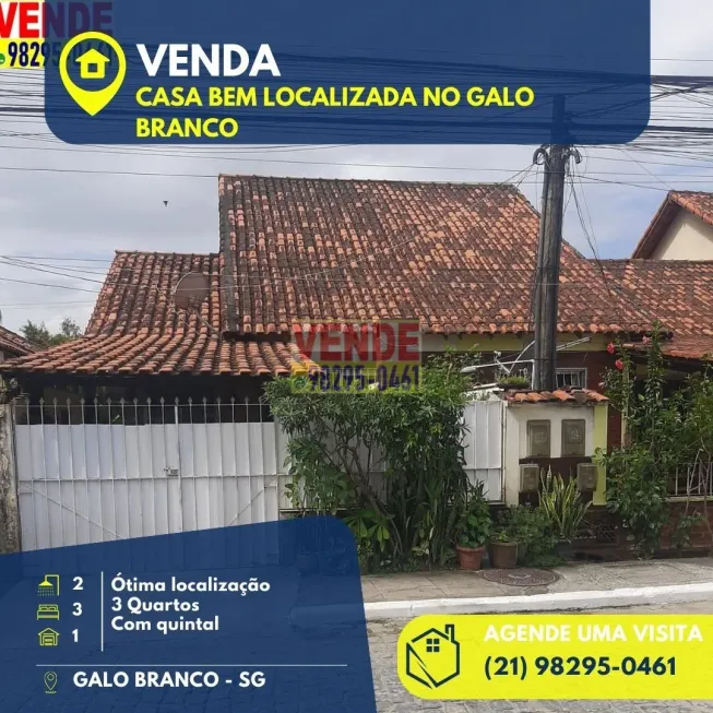 Foto 1 de Casa com 3 Quartos à venda, 85m² em Galo Branco, São Gonçalo