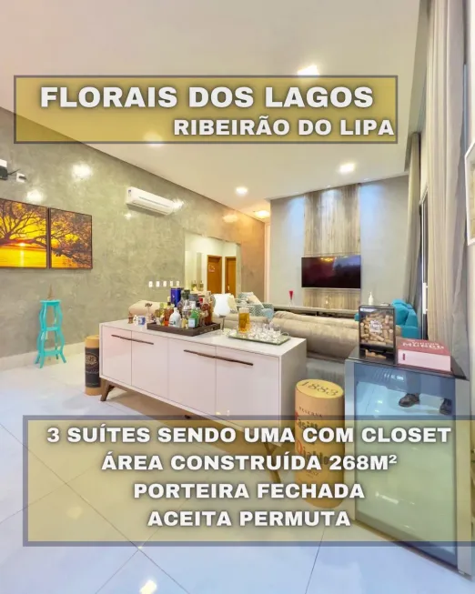 Foto 1 de Casa de Condomínio com 3 Quartos à venda, 268m² em Ribeirão do Lipa, Cuiabá