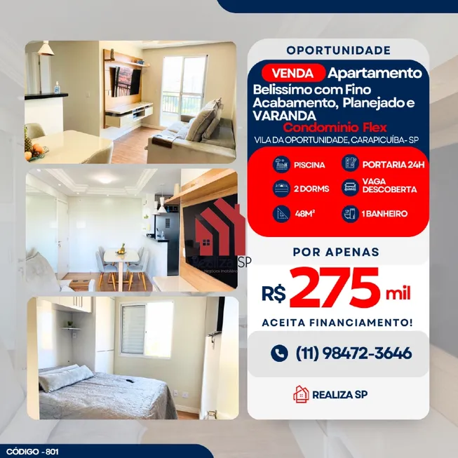 Foto 1 de Apartamento com 2 Quartos à venda, 48m² em Vila da Oportunidade, Carapicuíba