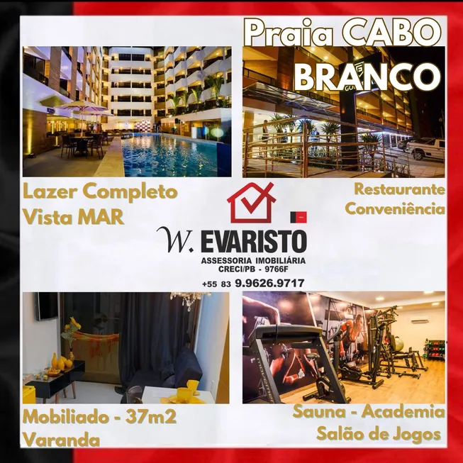 Foto 1 de Apartamento com 1 Quarto à venda, 37m² em Cabo Branco, João Pessoa