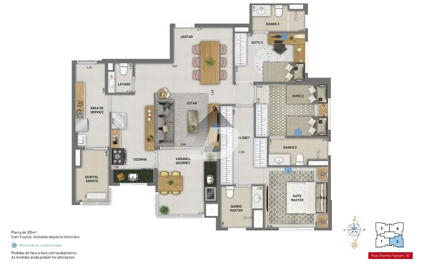 Foto 1 de Apartamento com 3 Quartos à venda, 105m² em Nova Campinas, Campinas