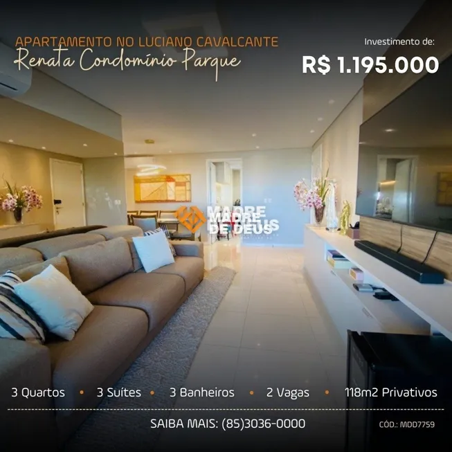 Foto 1 de Apartamento com 3 Quartos à venda, 118m² em Engenheiro Luciano Cavalcante, Fortaleza