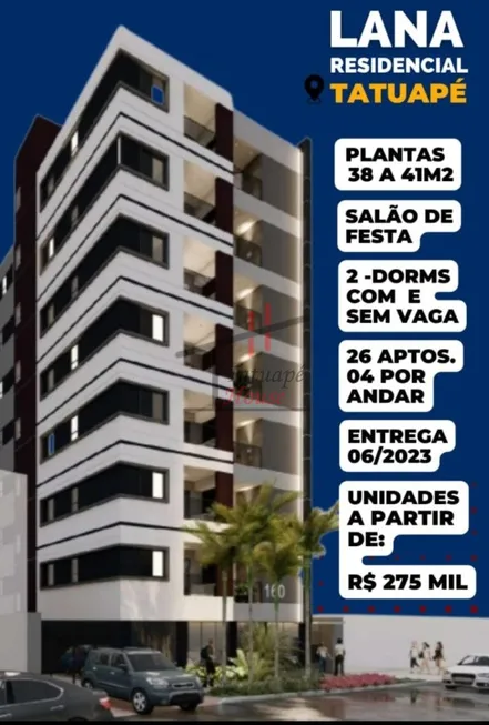 Foto 1 de Apartamento com 2 Quartos à venda, 41m² em Água Rasa, São Paulo