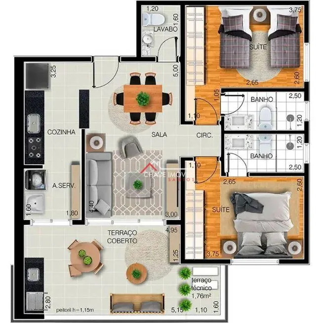 Foto 1 de Apartamento com 2 Quartos à venda, 83m² em Aparecida, Santos