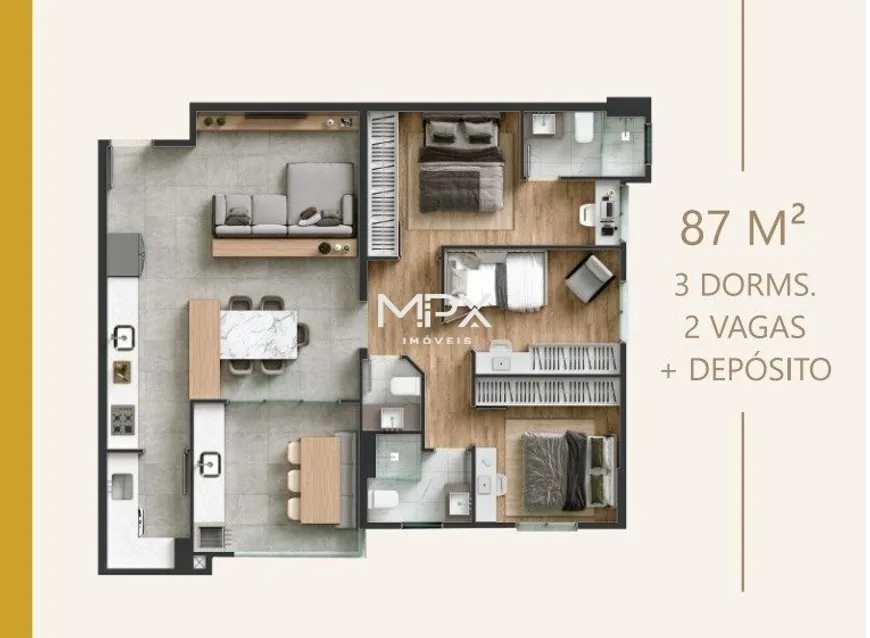 Foto 1 de Apartamento com 3 Quartos à venda, 87m² em Vila Rezende, Piracicaba