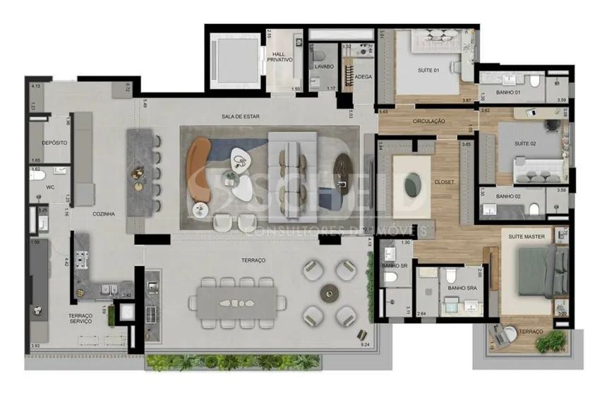 Foto 1 de Apartamento com 3 Quartos à venda, 258m² em Santo Amaro, São Paulo