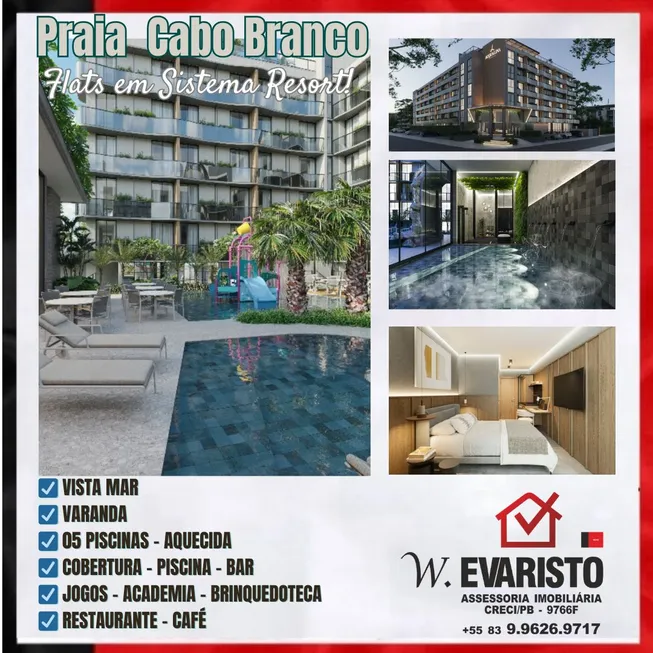 Foto 1 de Apartamento com 1 Quarto à venda, 18m² em Cabo Branco, João Pessoa