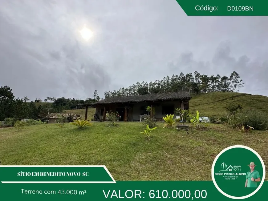 Foto 1 de Fazenda/Sítio à venda, 43000m² em Centro, Benedito Novo