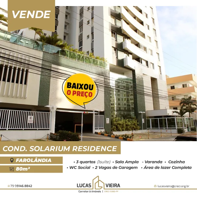 Foto 1 de Apartamento com 3 Quartos à venda, 80m² em Farolândia, Aracaju