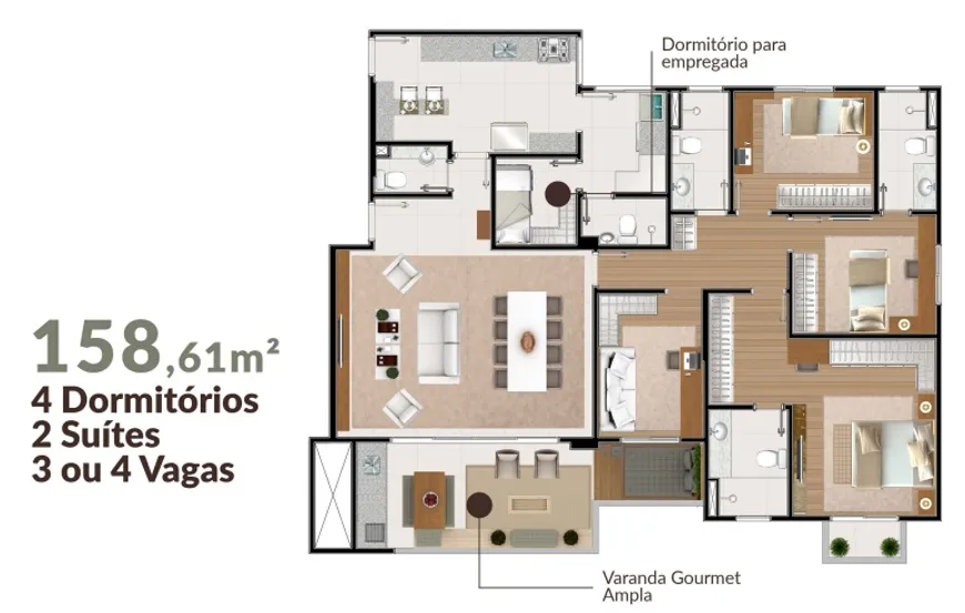 Foto 1 de Apartamento com 4 Quartos à venda, 158m² em Urbanova, São José dos Campos