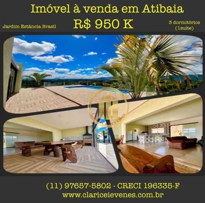 Foto 1 de Casa com 3 Quartos à venda, 170m² em Jardim Estancia Brasil, Atibaia