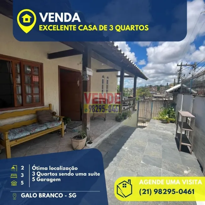 Foto 1 de Casa com 3 Quartos à venda, 100m² em Galo Branco, São Gonçalo