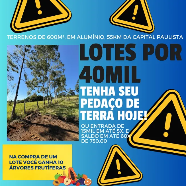 Foto 1 de Lote/Terreno à venda, 600m² em Vila Ré, Alumínio