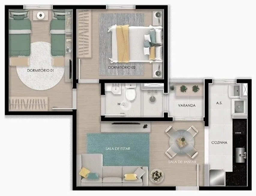 Foto 1 de Apartamento com 2 Quartos à venda, 51m² em Vila Galvao, Jundiaí