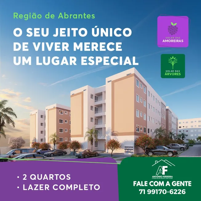 Foto 1 de Apartamento com 2 Quartos à venda, 40m² em Abrantes, Camaçari