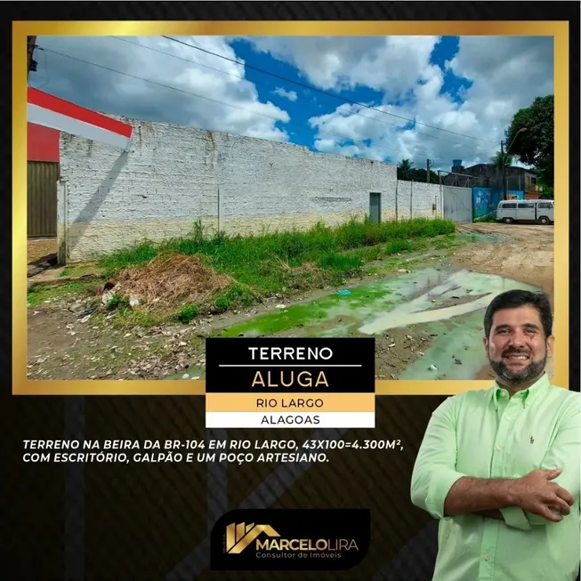 Foto 1 de Lote/Terreno com 1 Quarto para venda ou aluguel, 4300m² em Zona Rural, Rio Largo