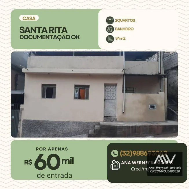 Foto 1 de Casa com 2 Quartos à venda, 84m² em Santa Rita de Cassia, Juiz de Fora