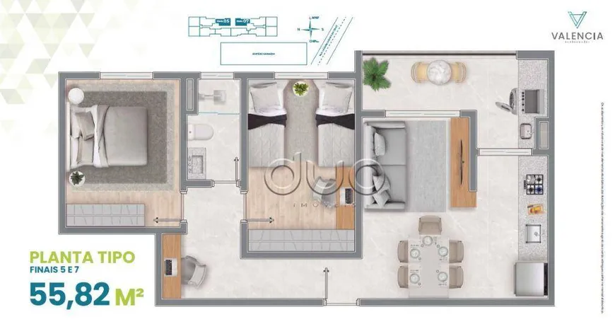 Foto 1 de Apartamento com 2 Quartos à venda, 56m² em Morumbi, Piracicaba