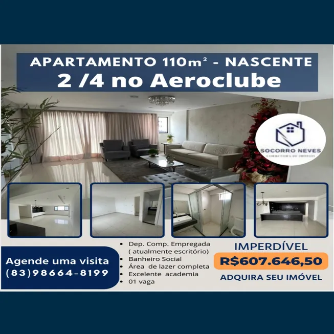 Foto 1 de Apartamento com 2 Quartos à venda, 110m² em Bessa, João Pessoa