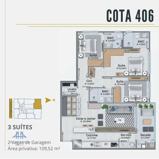 Foto 1 de Apartamento com 3 Quartos à venda, 110m² em Centro, Florianópolis