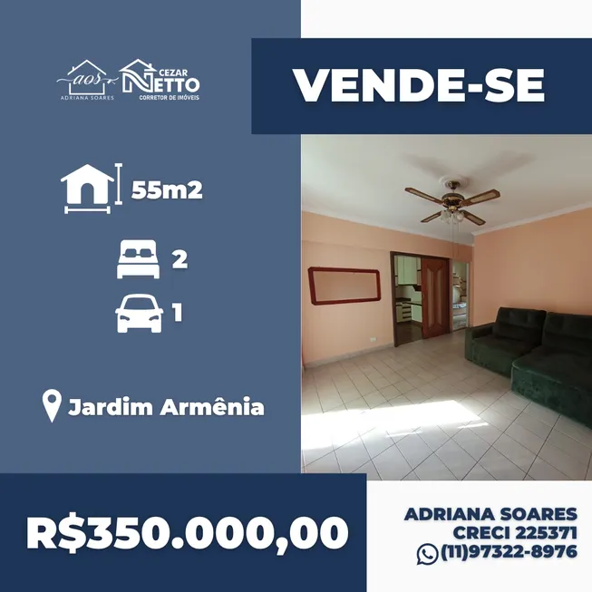 Foto 1 de Apartamento com 2 Quartos à venda, 55m² em Jardim Armênia, Mogi das Cruzes