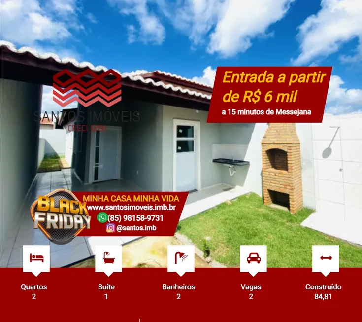 Foto 1 de Casa com 2 Quartos à venda, 85m² em Pedras, Fortaleza