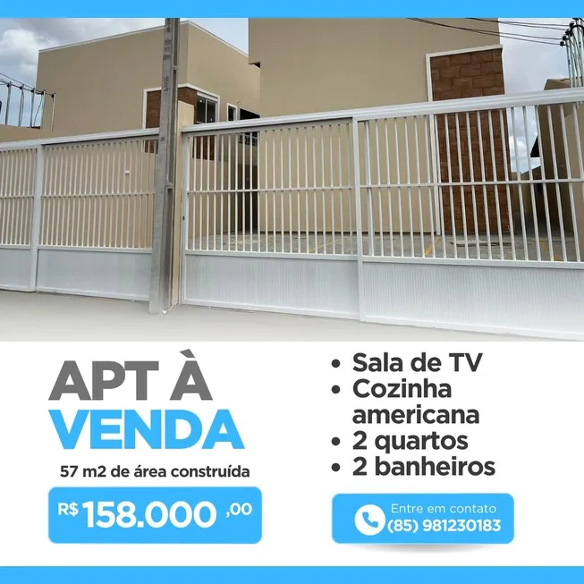 Foto 1 de Apartamento com 2 Quartos à venda, 57m² em Ancuri, Itaitinga