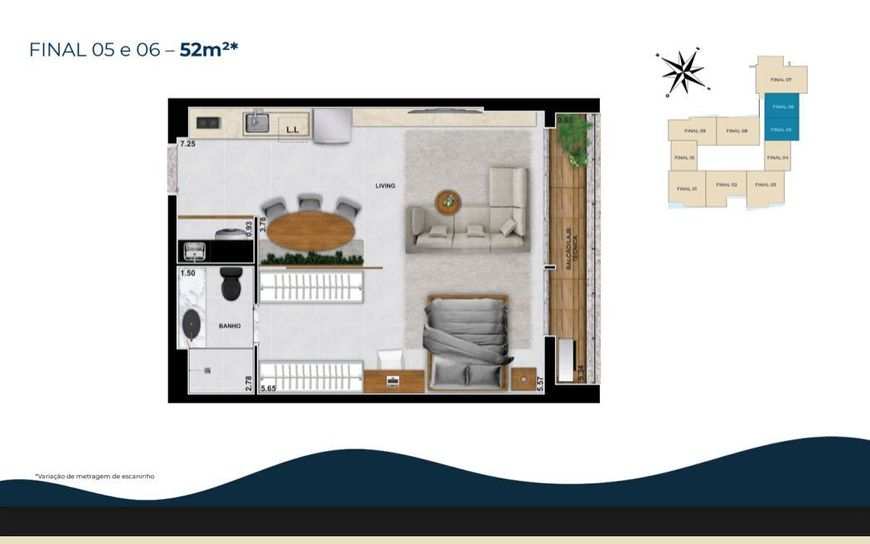 City Azure Compact Life, apartamentos na Rua 135, 231 - Seto