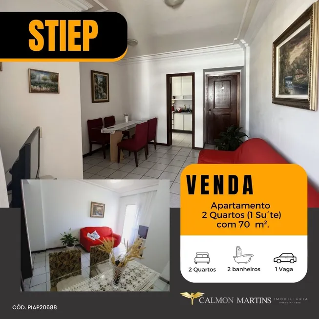 Foto 1 de Apartamento com 2 Quartos à venda, 70m² em Stiep, Salvador