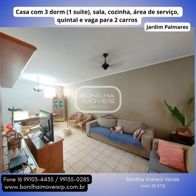 Foto 1 de Casa com 3 Quartos à venda, 180m² em Residencial e Comercial Palmares, Ribeirão Preto