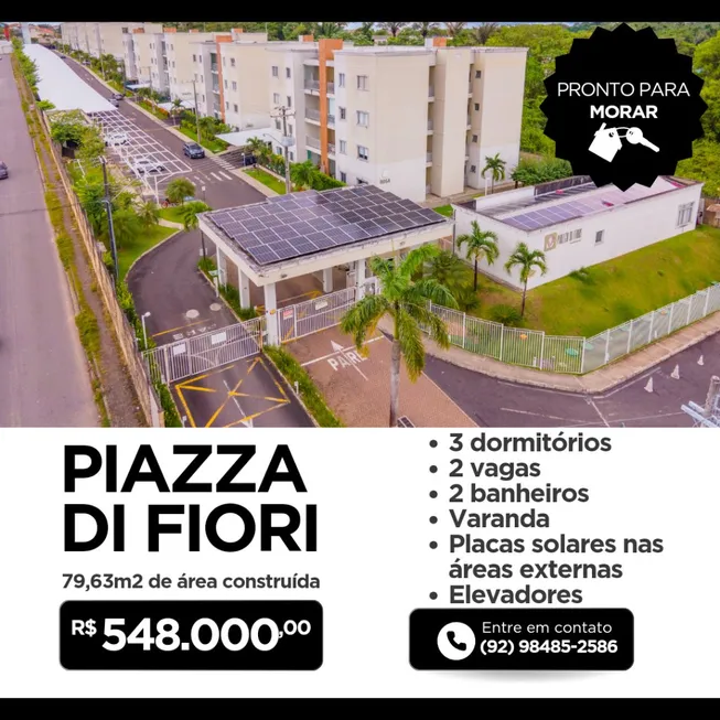 Foto 1 de Apartamento com 3 Quartos à venda, 79m² em Flores, Manaus