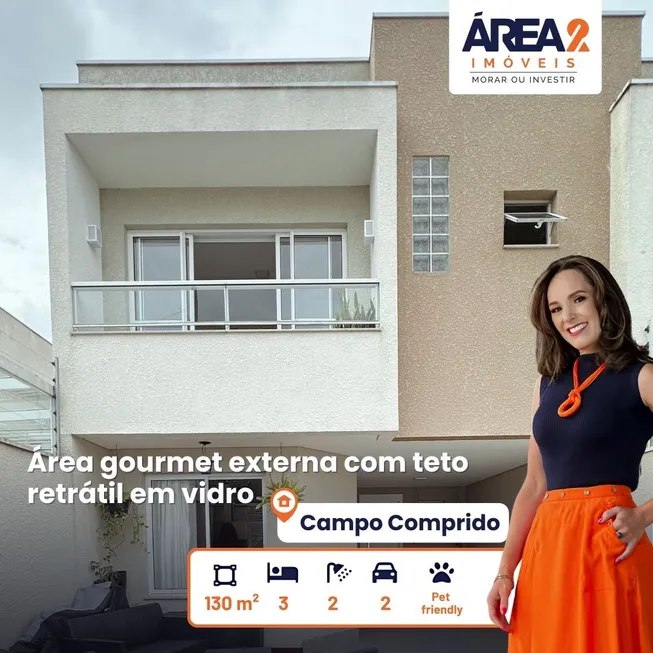 Foto 1 de Sobrado com 3 Quartos à venda, 130m² em Campo Comprido, Curitiba