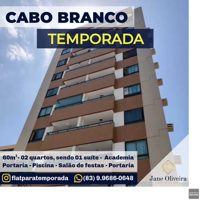 Foto 1 de Apartamento com 2 Quartos para alugar, 60m² em Cabo Branco, João Pessoa