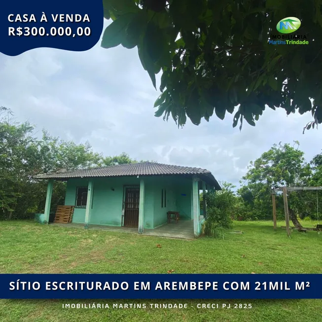 Foto 1 de Fazenda/Sítio com 2 Quartos à venda, 21000m² em Arembepe, Camaçari