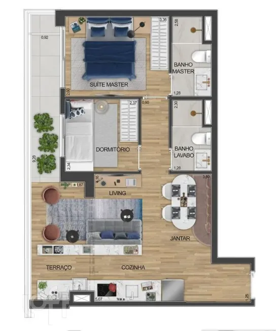 Foto 1 de Apartamento com 2 Quartos à venda, 57m² em Brooklin, São Paulo