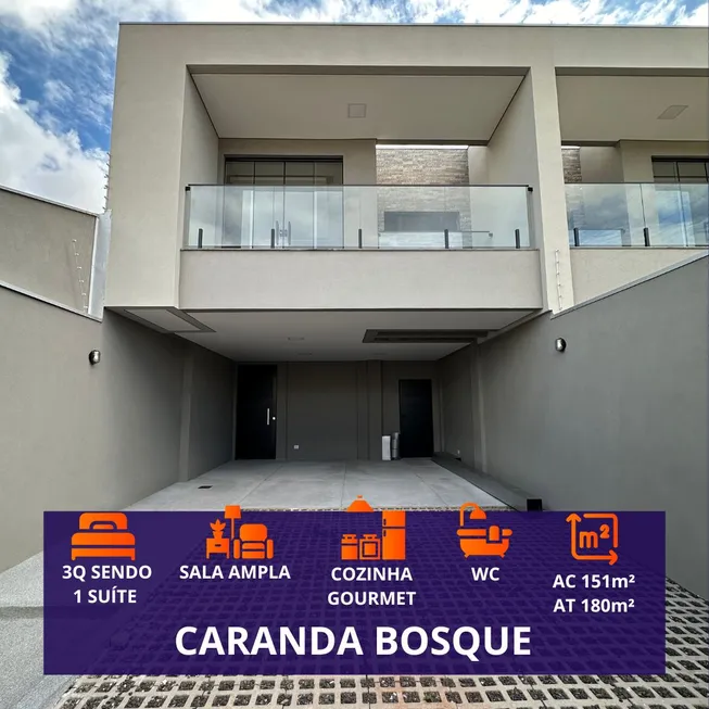 Foto 1 de Sobrado com 3 Quartos à venda, 151m² em Caranda Bosque, Campo Grande