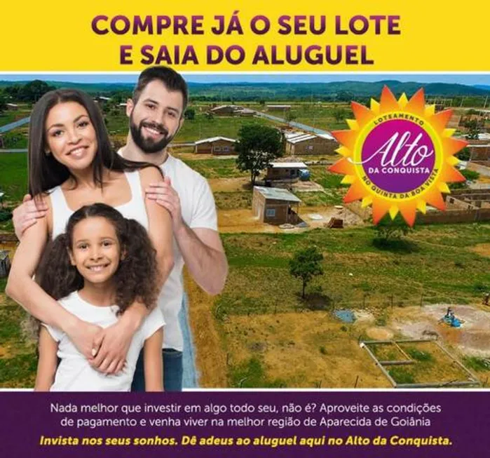 Foto 1 de Lote/Terreno à venda, 180m² em Quinta da Boa Vista, Aparecida de Goiânia