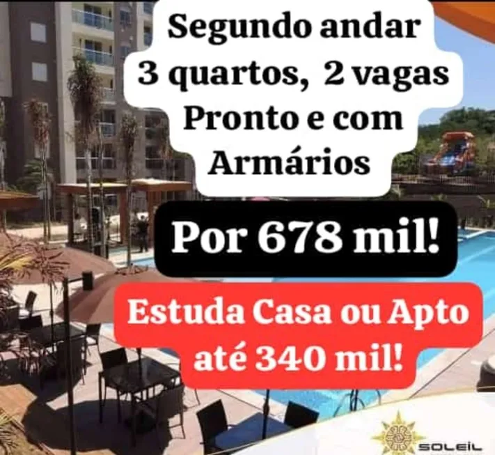 Foto 1 de Apartamento com 3 Quartos à venda, 80m² em Jardim do Lago, Bragança Paulista