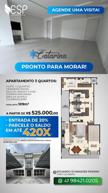 Foto 1 de Apartamento com 3 Quartos à venda, 109m² em Gaspar Mirim, Gaspar