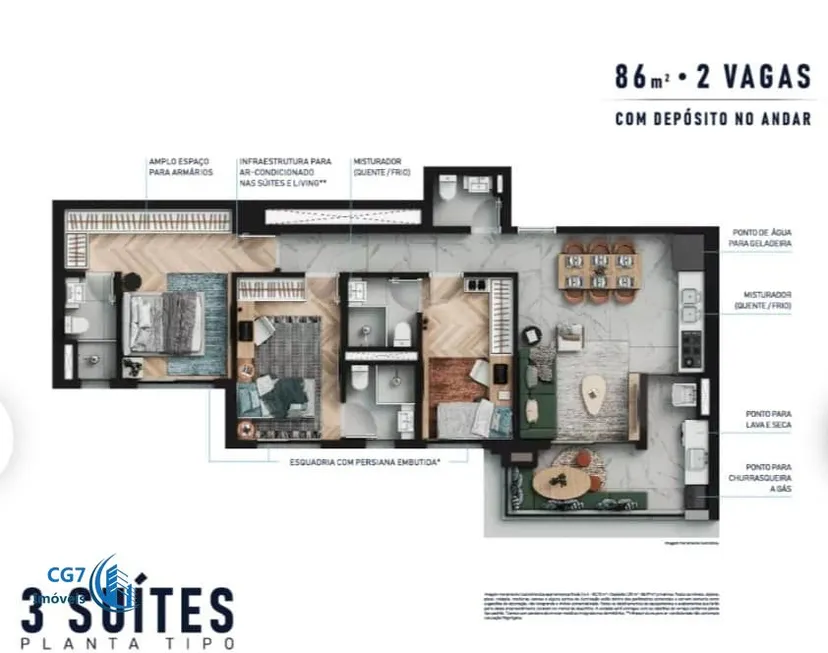 Foto 1 de Apartamento com 3 Quartos à venda, 86m² em Green Valley Alphaville, Barueri