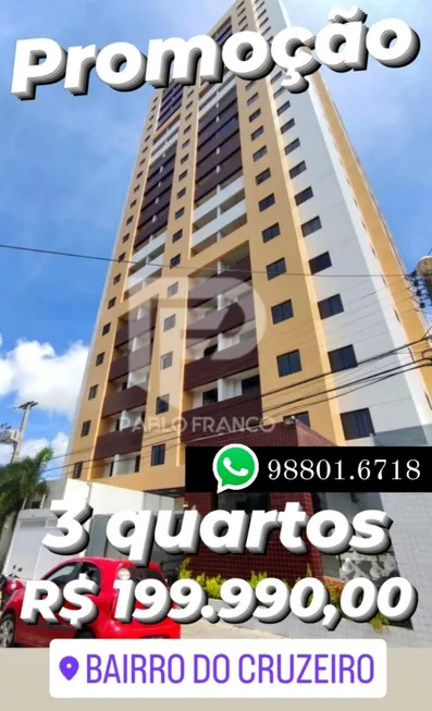 Foto 1 de Apartamento com 2 Quartos à venda, 57m² em Cruzeiro, Campina Grande