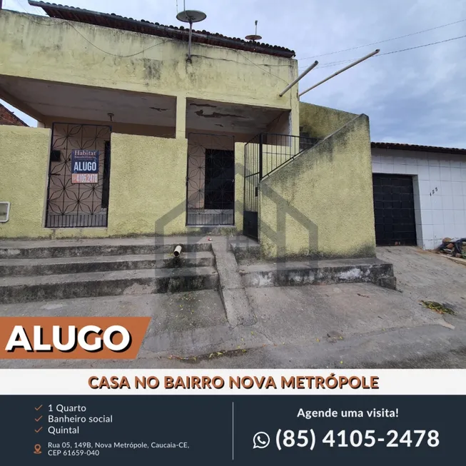 Foto 1 de Casa com 1 Quarto para alugar, 48m² em Nova Metropole Jurema, Caucaia