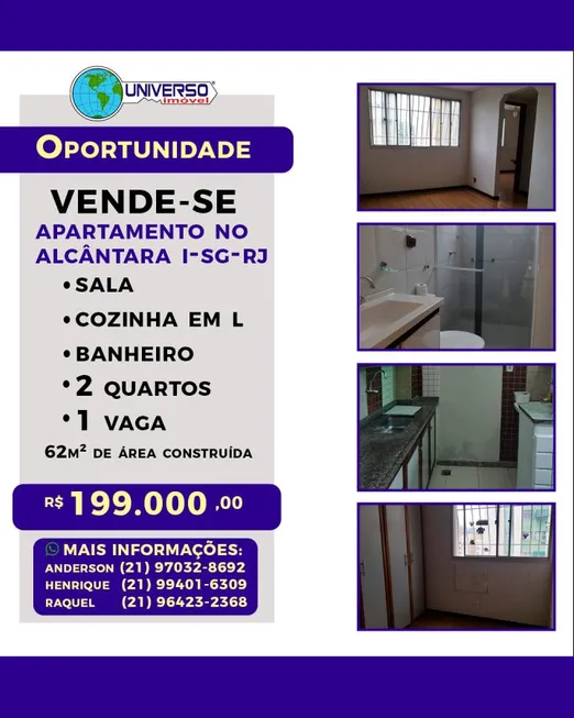 Foto 1 de Apartamento com 2 Quartos à venda, 62m² em Alcântara, São Gonçalo