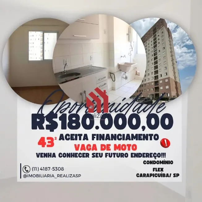 Foto 1 de Apartamento com 1 Quarto à venda, 43m² em Vila da Oportunidade, Carapicuíba