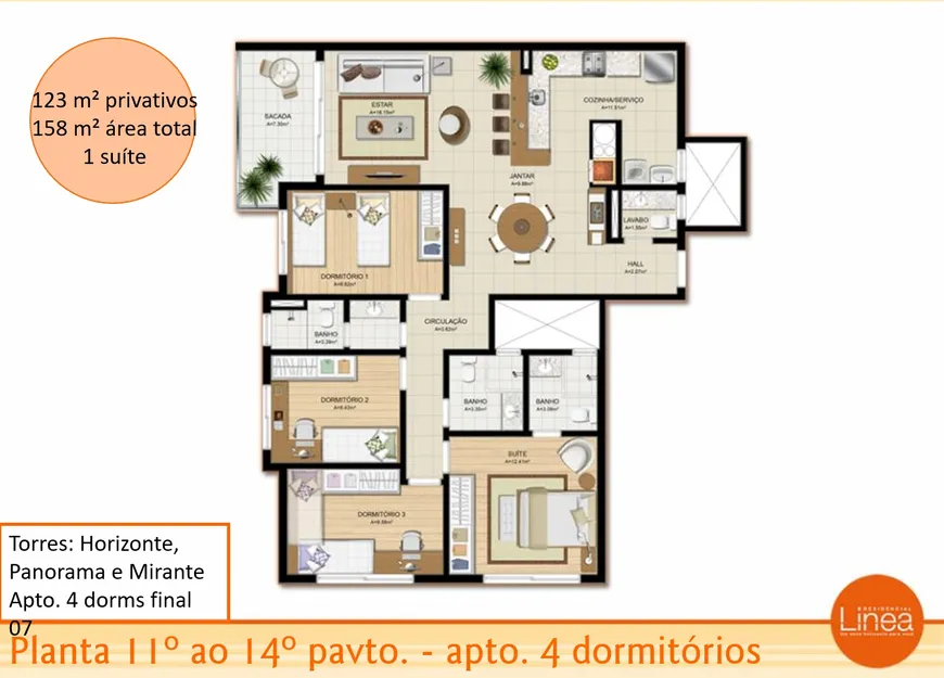 Foto 1 de Apartamento com 4 Quartos à venda, 123m² em Barreiros, São José