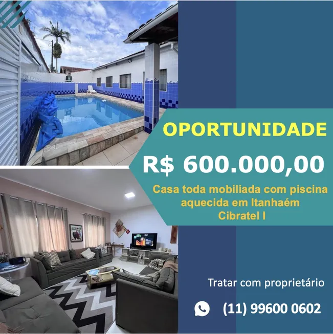 Foto 1 de Casa com 3 Quartos à venda, 270m² em Cibratel, Itanhaém